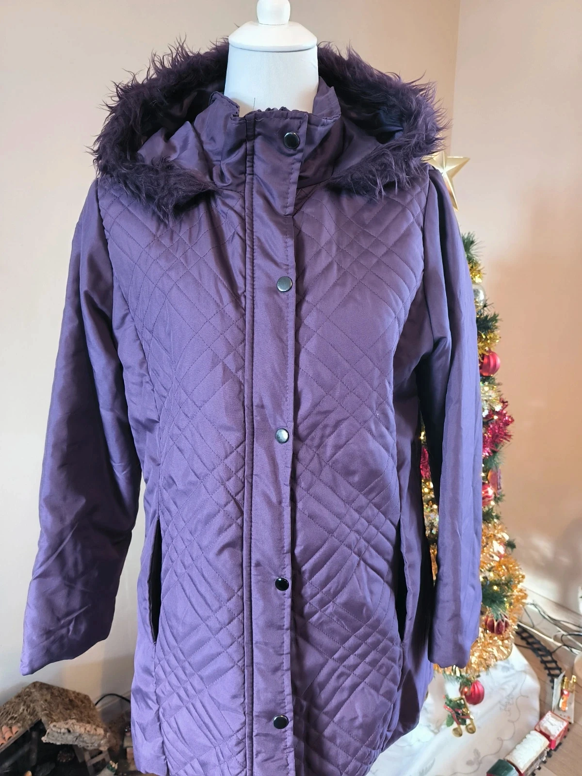 Manteau hiver violet Damart Anne de Lancay taille 38/40